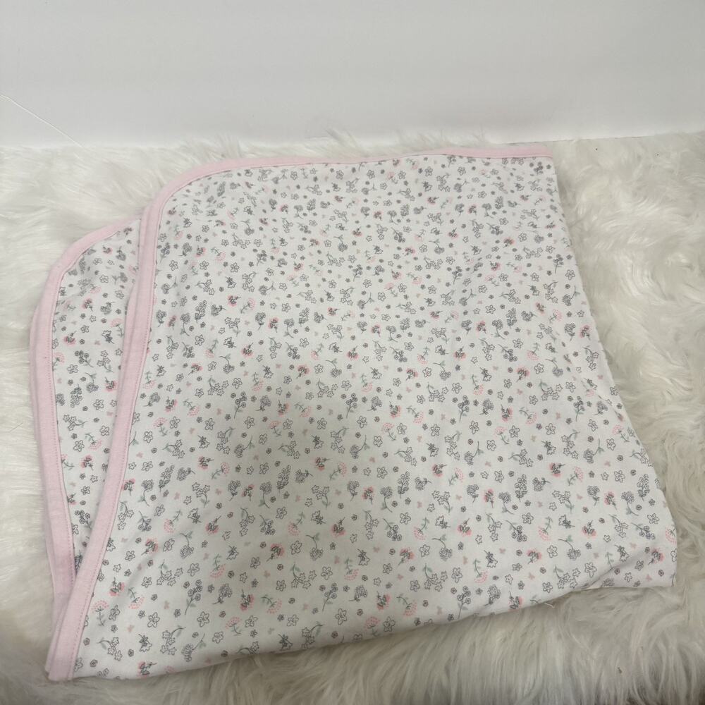 Precious Firsts by Carter's Floral Baby Blanket Pink White Green Gray Flowers